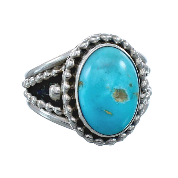 Native American Turquoise Sterling Silver Navajo Ring Size 8 AX128381